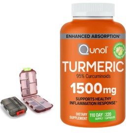 Qunol Turmeric 1500mg Supplement, 95% Curcuminoids, 220 Capsules (110-Day) supply