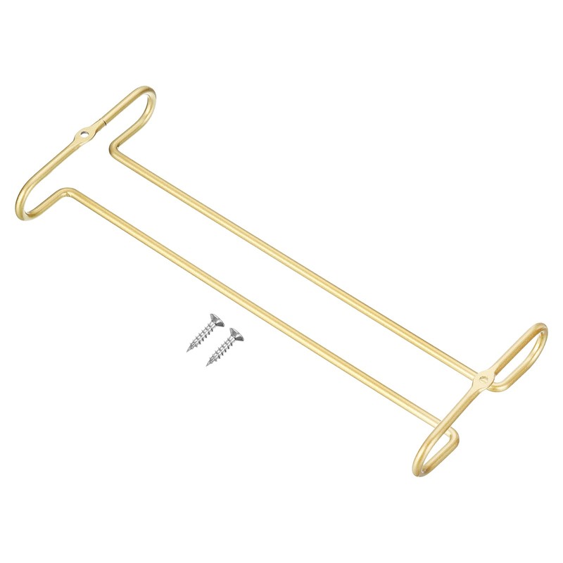 uxcell Gold Stainless Steel Under Cabinet Wine Glass Rack, 1pcs
