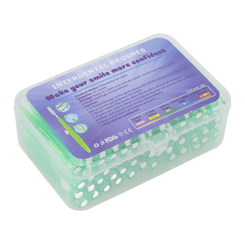 60Pcs Interdental Brush Practical Slim Braces Cleaner with PP Handle