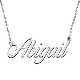 HUAN XUN Unique Name Jewelry Gifts Silver Pendant Name Necklace for Women Abigail