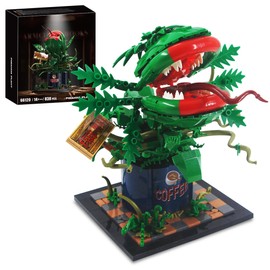 838PCS Large Piranha Plant Building Block Set, AuderyII Cannibal Flower Model with Coffee Can, Horror Movie Decorations, Botanical Collection Toy Gifts for Adult & Teen Aged 8+ at Halloween