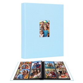 3.5x5 Photo Album, Photo Album 3.5x5 Holds 256 Photos, Linen Cover 3x5 Photo Album Book with Front Window, 3 x 5 Photo Album for 3x5 3.5x5 Wedding Family Baby Anniversary Pictures, Cards (Blue)