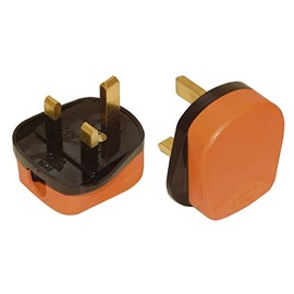 Mr Gadget's Solutions Orange Mains Electrical Plug 13A Fuse fitted UK Power 500w Appliance - Pack of 2