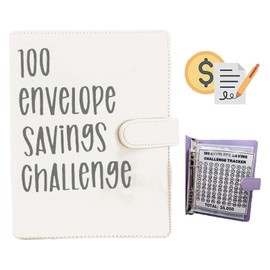 100 Envelope Challenge Binder, Savings Challenges Sheets，Easy and Fun Way to Save $5,050, Budget Binder with Cash Envelopes, Savings Challenges Binder, Budget Planner Book for Budgeting (Black)