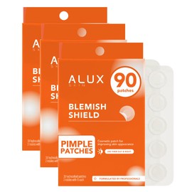 ALUX ALUX Skin Pimple Patches for Face, 90 Unit, Hydrocolloid Skin Care Acne, Safe for Sensitive Skin, Use Under Makeup, Absorbing Spot Cover Stickers for Zits, Blemishes, Pimples, Breakouts (3 pack)