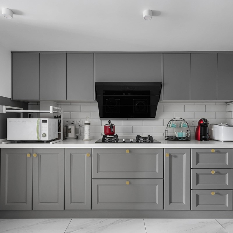 10 Pack Brushed Brass Kitchen Knobs(1.26" Diameter),Solid Round Dresser Knobs