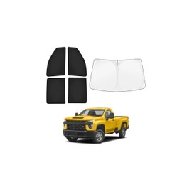 KUST Car Window Shades for Chevy Silverado 2500/3500 2020-2025 2026 (Crew Cab) Windshield Sun Shade Side Window Cover UV Block Privacy Protection Silverado Accessories Front Rear Full Set 5PCS