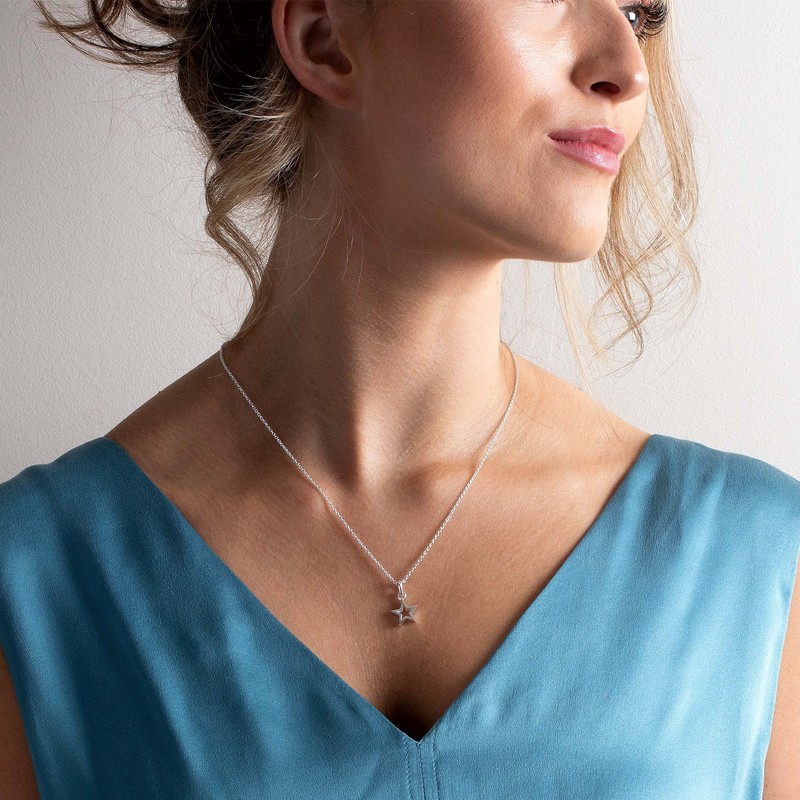 Dew Sterling Silver Open Star 18" Necklace