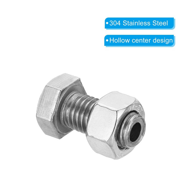 PATIKIL M12x25mm Hollow External Hexagon Screw, 2 Set Cylindrical Lamp