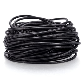 Pandahall - Cuerda de piel de vacuno de 33.5 pies, cuerda redonda de piel para joyería (2.5 mm), color negro