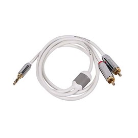 Monoprice Audio Cable - 3 Feet - White | Stereo Male to RCA Stereo Male Gold Plated Cable for Mobile