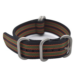 ArtStyle Watch Band with Colorful Nylon Material Strap and Heavy Duty Brushed Buckle (Black/Orange/Green, 20mm)