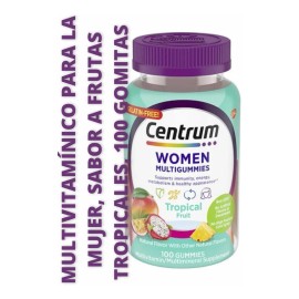Centrum Women MultiGummies Vitaminas C D3 B12 Biotina y Zinc para Energía Inmunidad y Belleza Sabor Tropical Natural Sin Gluten ni Gelatina 100 Gomitas​