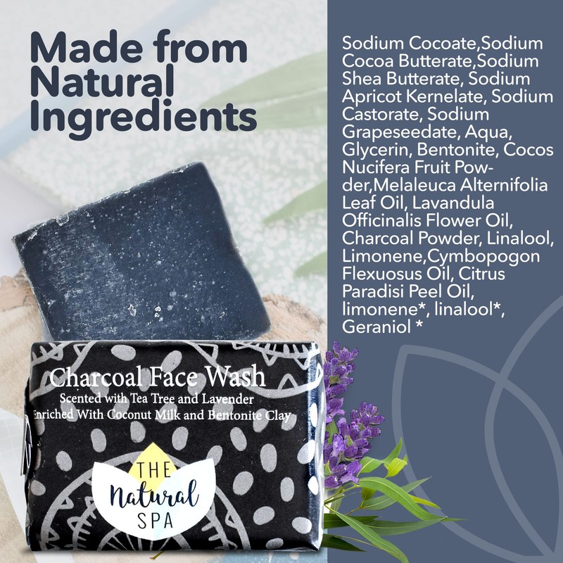 Charcoal Face Wash Bar, naturally detoxifying 75g,vegan, plastic free, all