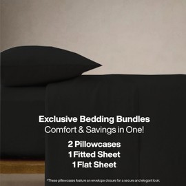 QUEENSBAY Twin Sheets Set, 3 Pieces Super Soft Microfiber Bed Sheet Set with 16 Inch Deep Pocket, Cooling, Wrinkle Free, Hotel Luxury Bedding for Women, Men, Kid & Teen, Oeko-Tex, Black
