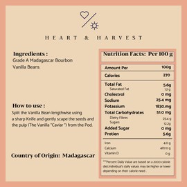 Heart & Harvest Madagascar Vanilla Pods Grade A, 5"-6" Length, Set of 10 Whole Vanilla Beans Perfect for Creating Pure Vanilla Powder & Extract (Pack of 10)