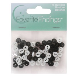 Blumenthal Lansing Favorite Findings Mini Round Buttons, Pack of 75, All One Size and Style, Doll Clothes, Button Flowers and Stacking - Black & White