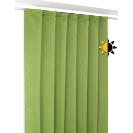 BEAUTEX Opaque Blackout Curtain with Ruffle Tape U-Band, Darkening, Choice of Sizes and Colours, Width 140 cm, Height 175 cm, Apple Green