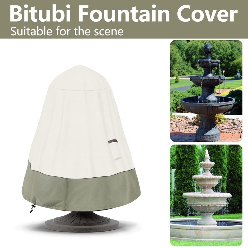 Bitubi Fountain Cover（40"x50"） 600D Oxford Cloth Garden Fountain Statue Protective