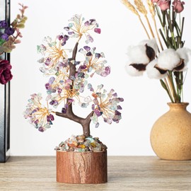 XIANNVXI Fluorite Crystal Tree Money Tree Green Crystal Tree of Life Green Ornaments for The Home Green Decor Living Room Decor Good Luck Gifts Bedroom Decorations