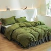 Simple&Opulence 100% Linen Duvet Cover Set with Embroidery Border Washed
