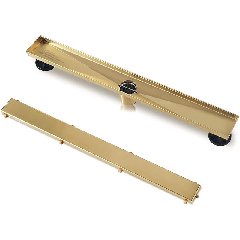 Neodrain 30-Inch Gold Linear Shower Drain, 2-in-1 Flat & Tile