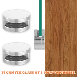 3-5mm Frameless Mirror Clips for Wall Mounting, 4 Pack Metal Round Mirrors Mounting Clips Heavy Duty Mirror Hanging Hardware Holders Clip with Long Screws & Anchors for Frameless Mirrors Wall-Mounting