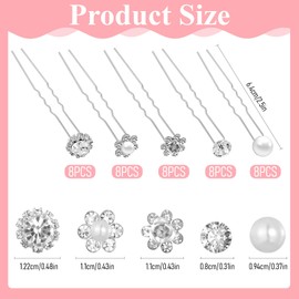 40 Stück Hochzeit Perle Haarnadeln für Braut, Haarnadeln mit Perlen U-Förmige Haarschmuck Braut Silber Strass Perlen Haarschmuck für Hochzeit Prom Party Mädchen Brautjungfer