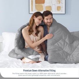 HOMTEC Twin Size Duvet Insert 100% Cotton Down Alternative Comforter Dark Gray Quilted Fluffy Duvet Insert Lightweight All Season with 4 Corner Tabs Breathable Soft