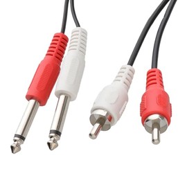 kenable Twin 6.35mm MONO Jack Plugs to RCA Phono Plugs OFC Audio Cable 1.8m