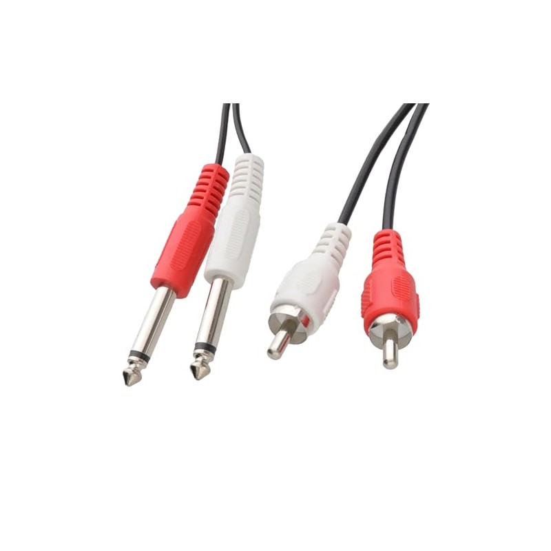kenable Twin 6.35mm MONO Jack Plugs to RCA Phono Plugs