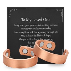MagEnergy 2PCS Copper Rings for Men & Women, 99.9% Pure Copper Magnetic Adjustable Thumb Ring with Strong Magnet, Lymphatic Therapy Jewelry Gift with Present Box