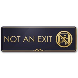 Not an Exit Sign for Business Exit Door Sign, Black/Gold, Engraved, 3" x 9", Fade Resistance, Indoor/Outdoor Use, USA MADE By My Sign Center