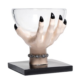 GUTE Witch Hand Large Jewelry Bowl Stand - Witch Hand Dish for Bedroom, Office Décor, Spooky Storage Basket Hand Hold Jewelry, Nuts, Storage Rack Resin Home Ornament for Trick Or Treat 5" H
