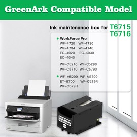 GREENARK T6715 T6716 Ink Maintenance Box Compatible with Epson T6715 Ink Maintenance tank for Epson WorkForce Pro WF-4720 WF-4730 WF-4734 WF-4740 EC-4020 EC-4030 EC-4040 WF-C5210 WF-C5290 etc, (1pack)
