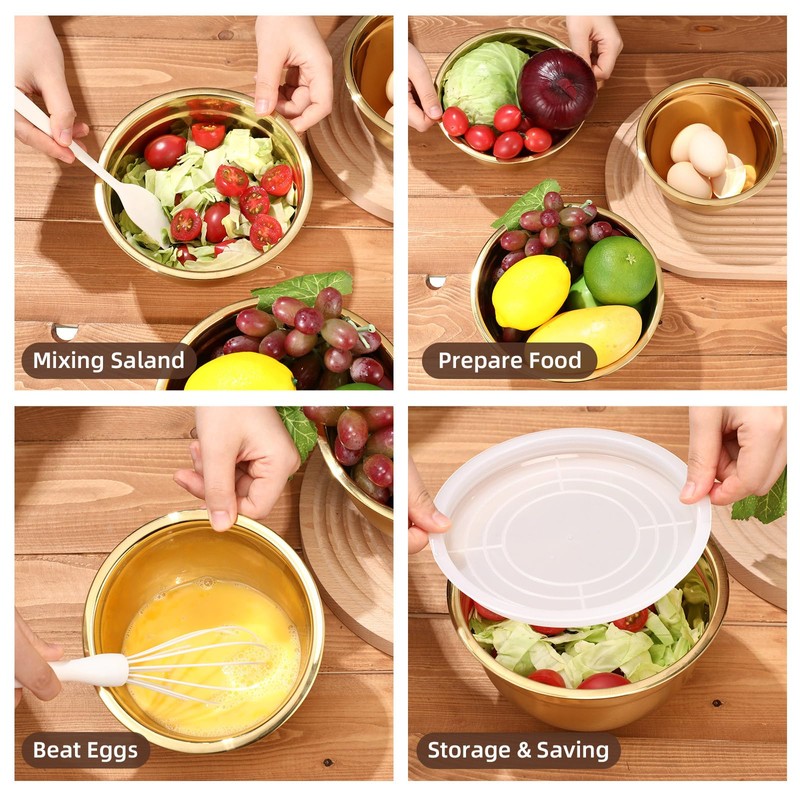Baderke 7 Pcs Gold Kitchen Accessories Includes Stainless Steel Colander