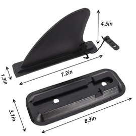 TONLOOEEL Inflatable Paddle Board Fins, 4-inch Center Fin with Base, Detachable Fin Dock Tail Fin for Longboard, Paddleboard, Surfboard, Kayak