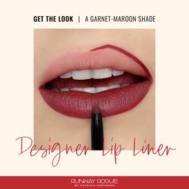 Runway Rogue Designer Liner Lip Pencil, Matte Garnet-Maroon Lip Liner Pencil and Lip Liner Sharpener, ‘Get the Look’