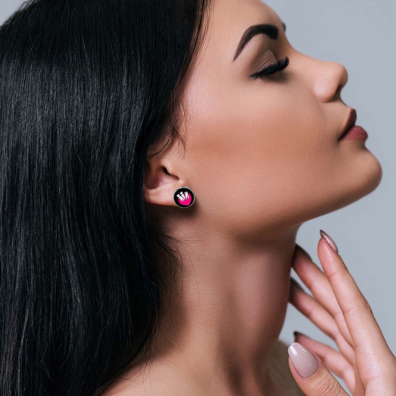 Dalmatians Love Stud Earring, Silver