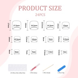 Irikdescia 24 Pieces Push On Toenails Square Toe Nails with Design Fake Toenails with Jelly Glue for Sticking Toenails for Nail Art DIY (Black)