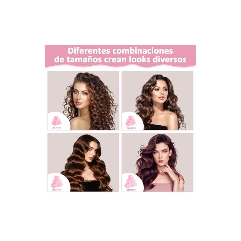 50 pzs Rizadores para el Cabello, 4 Tamaños de Rulos