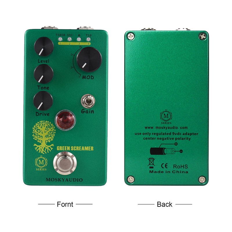 MOSKYAudio Booster/Overdrive Guitar Effect Pedal 4 Mode Switch & Level/Tone/Drive