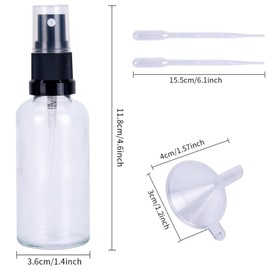 Sewokon 8 x 50 ml Spray Bottles, Small, Glass Transparent Atomiser, Bottles Portable Empty Spray Bottles, Spray Bottle, Cosmetics Spray Bottle, Travel Bottles Set