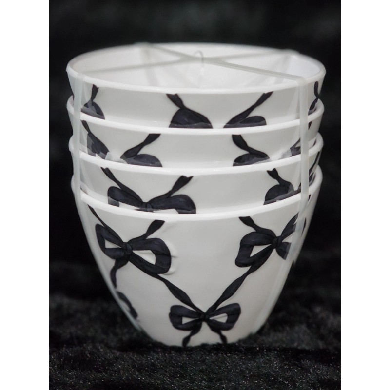 Bella Lux 4 Black Coquette Ribbon Bows on White Melamine