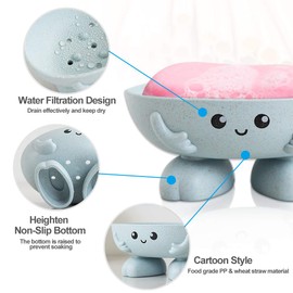 Samhe Soap Holder, Cute Soap Dish for Kids Children, Creative Lovely Bar Soap Tray Counter for Shower Bathroom Kitchen Countertop - Pink