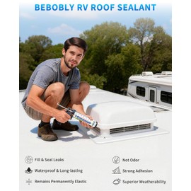 BEBOBLY RV Roof Sealant 4 Packs, Self Leveling Lap Sealant White, RV Caulking Sealant Waterproof, Flexible & Non-Cracking, RV Lap Sealant for Camper, Trailer & Motorhome Roof Repair, Secure Odorless