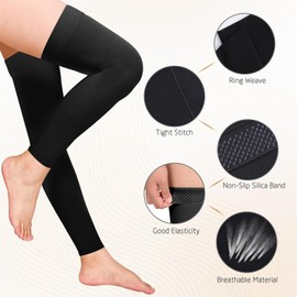 20-30 mmHg Thigh High Compression Socks 1 Pair Open- Toe Compression Stockings for Men Women Varicose Veins Edema DVT Swollen legs Travel Flight Pregnant