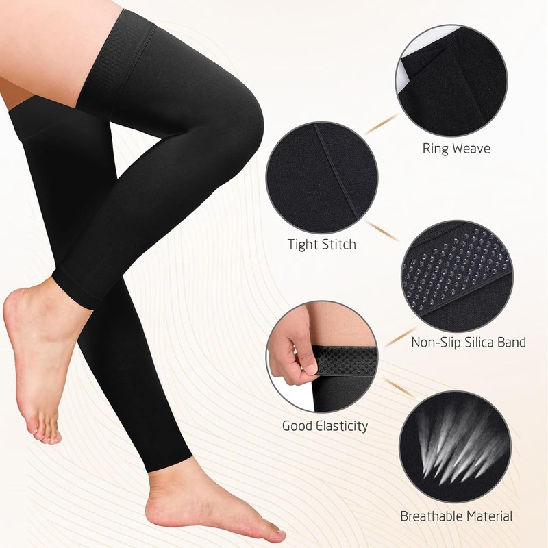 20-30 mmHg Thigh High Compression Socks 1 Pair Open- Toe