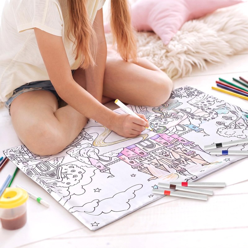 4 Set Coloring Pillowcase with Marker Craft Kit,Princess