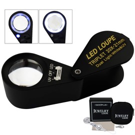 20x Lupa Joyería Lupa LED UV Ligero 21mm Acromático Trillizo Lente Óptico Vaso, Bolsillo Joya Aumentador Herramienta Joyero, Sello Filatelista, Acuñar Numismático